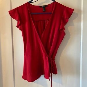 Red Wrap Around Blouse